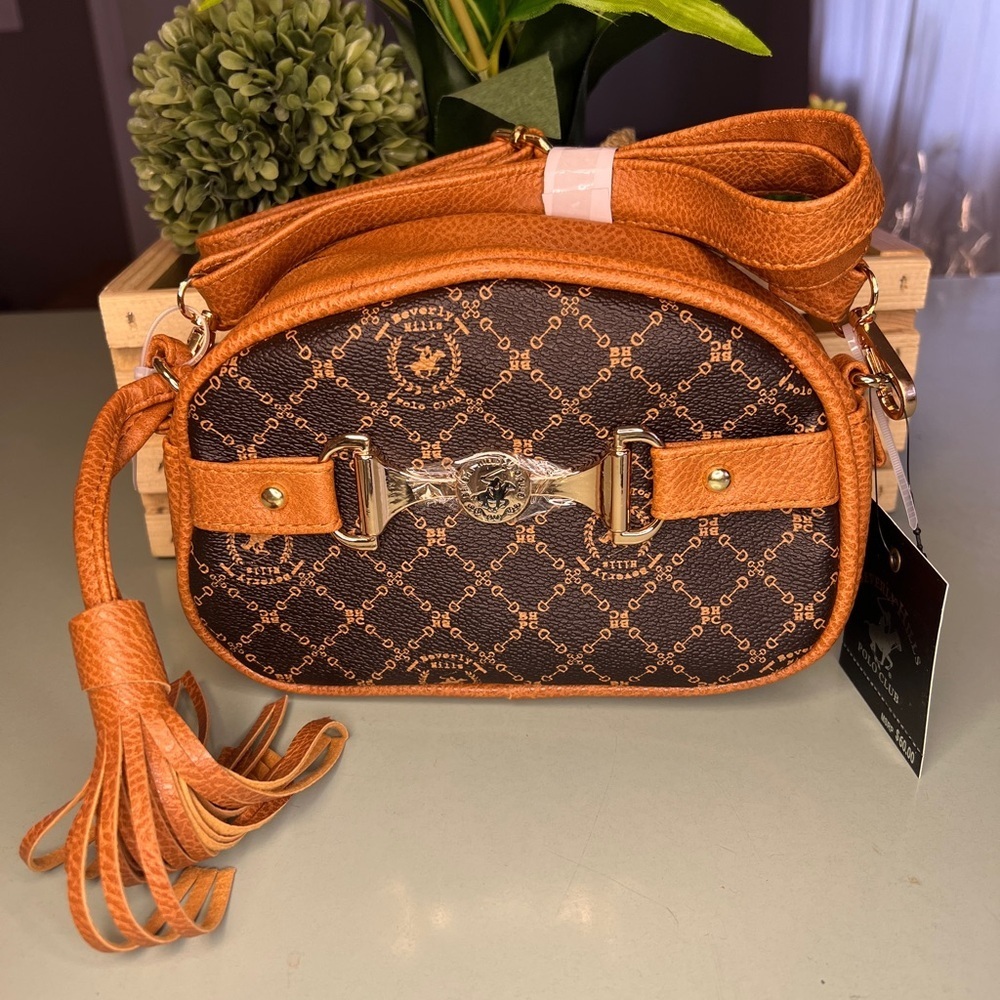 Beverly Hills Polo Cognac Tassel Crossbody bag